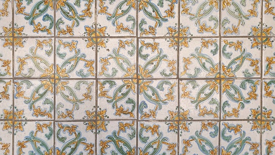Indoor handcrafted tiles with flower pattern