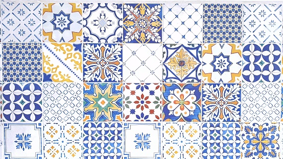 handcrafted sicilian tiles with different patterns