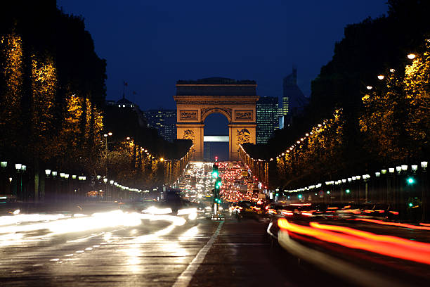 istock Arc de Triomphe and Champs-Elysees Avenue at night 133832571