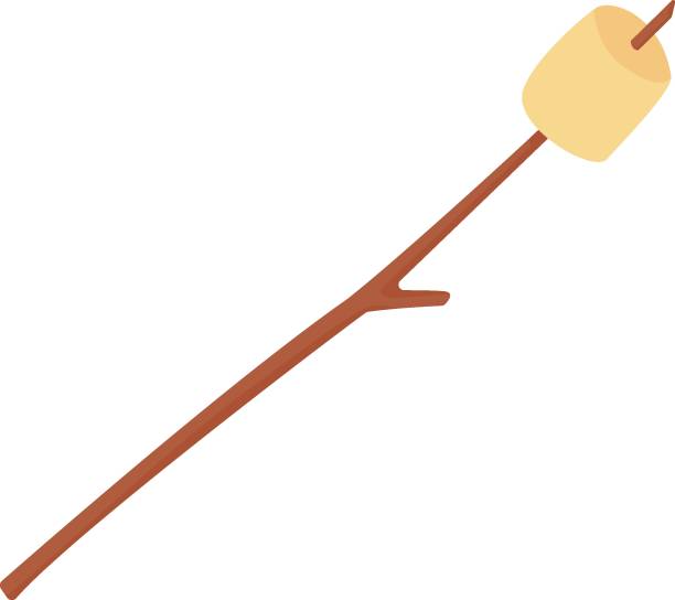 AutumnElement_3 Marshmallow on a stick clipart. Summer campfire leisure marshmallow on stick stock illustrations