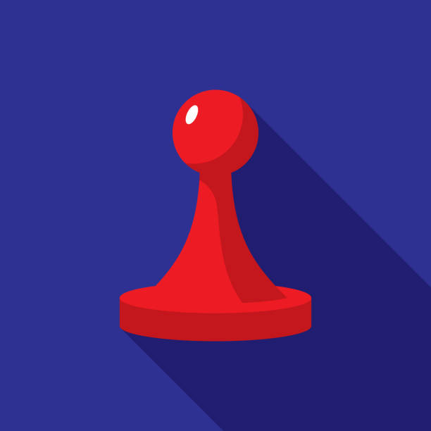 Board Game Piece Icon Flat Vector illustration of a red board game piece icon against a blue background in flat style. board games stock illustrations