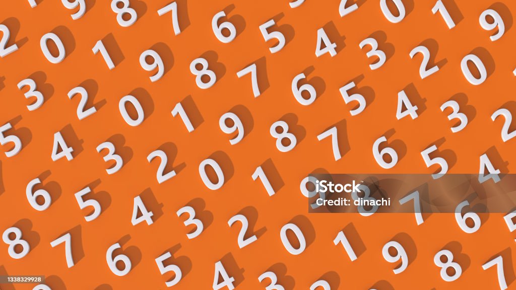 Numbers Pattern Orange White Numbers Pattern Orange Background Abstract Illustration 3d Render ...