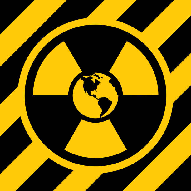 ilustraciones, imágenes clip art, dibujos animados e iconos de stock de icono de símbolo de radiación de la tierra cuadrada - toxic waste illustrations