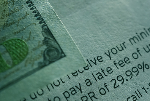 close up shot of credit card bill