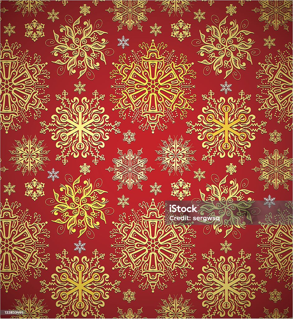 Christmas red background with ornate snowflakes Christmas red seamless background with ornate snowflakes. Xmas wrapping paper Abstract stock vector