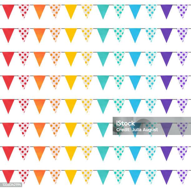 Banner Flag Pattern Color Seamless Repeatable Pattern With Rainbow Colored Pennant Flags Banners ...