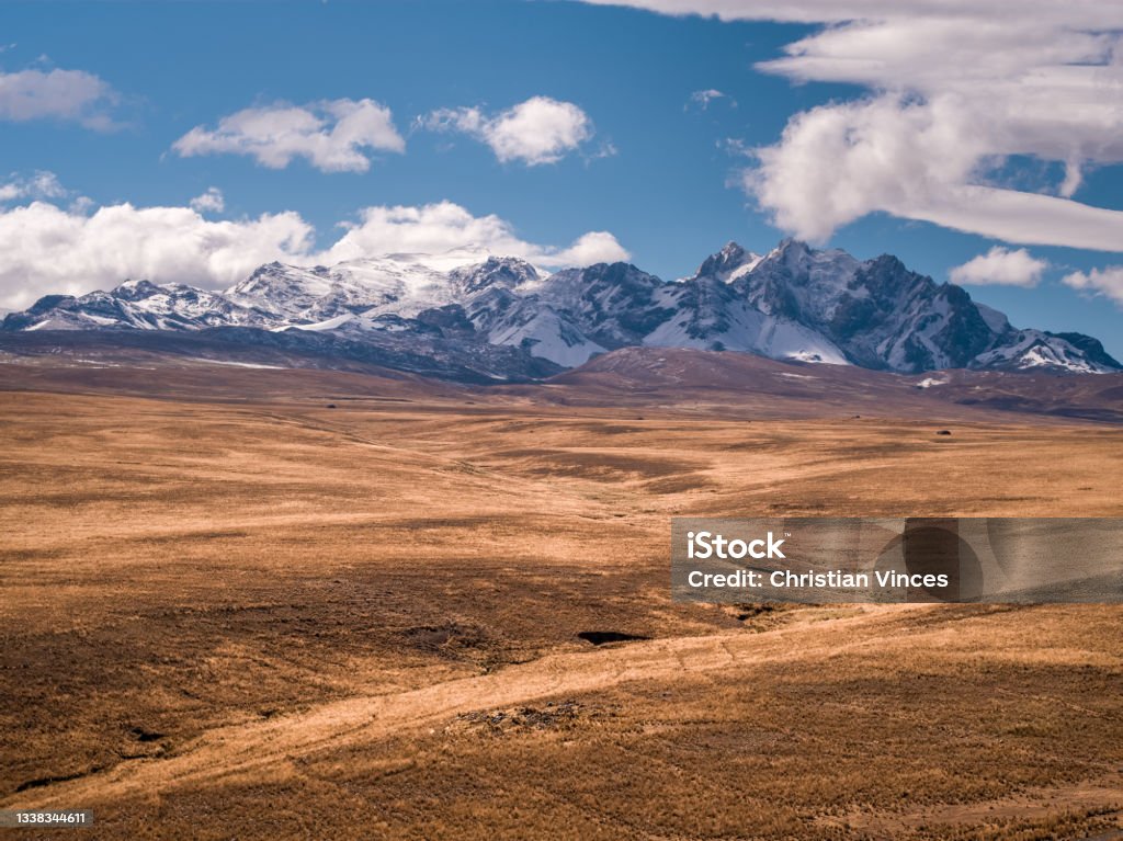 The White Range, Peru View of the Callauraju Mountain, in the withe range of Ancash, Peru. Andes Stock Photo