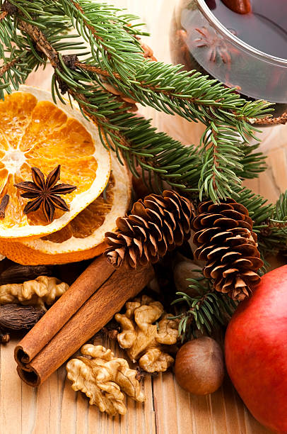 istock Different kinds of spices, nuts and dried oranges 133834508