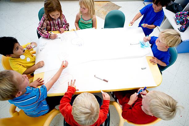 istock Eight Children drawing with markers 133834847