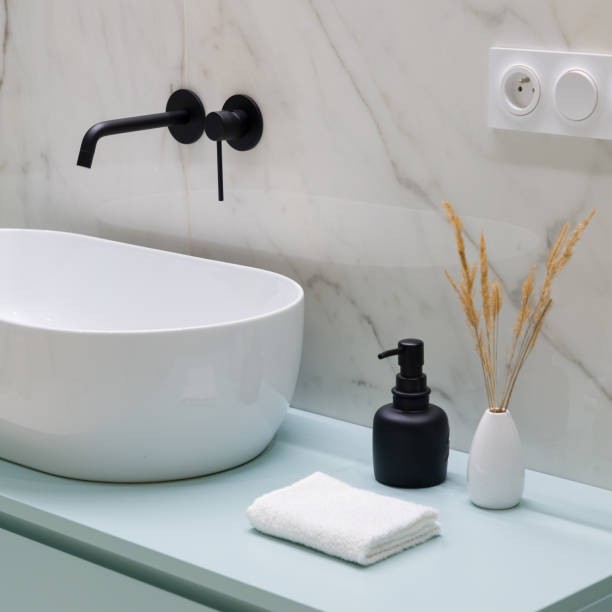 istock Close-up on stylish bathroom decorations 1338350472