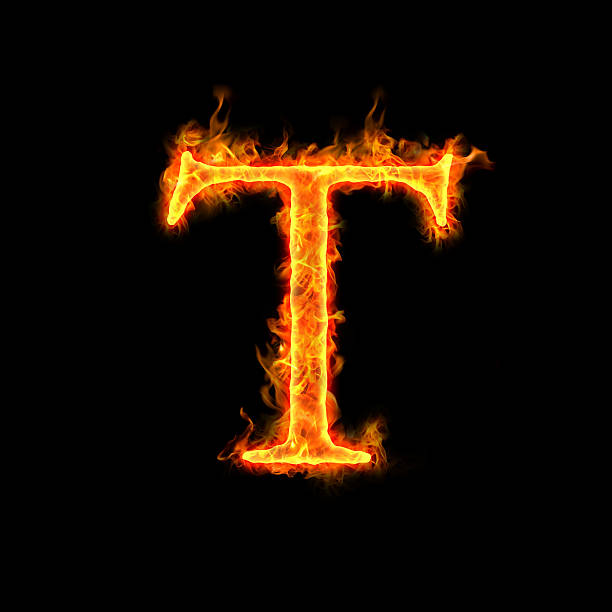 fire alphabets, T stock photo