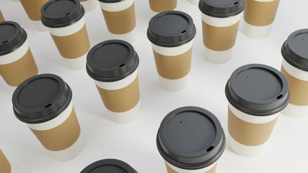 istock Rows of Disposable Coffee Mugs Viewed at Above Angle 1338358851