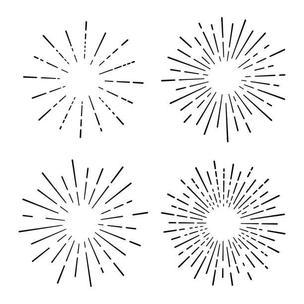 버스트 흥분 라인 서프라이즈 디자인 요소 - pyrotechnics stock illustrations