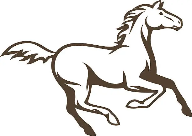 Vector illustration of A simple drawing of a brown horse