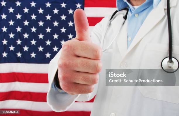 American Doctor Stock Photo - Download Image Now - American Culture, American Flag, Blue