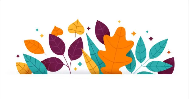 Vector illustration of Autumn Fall Leaf Border