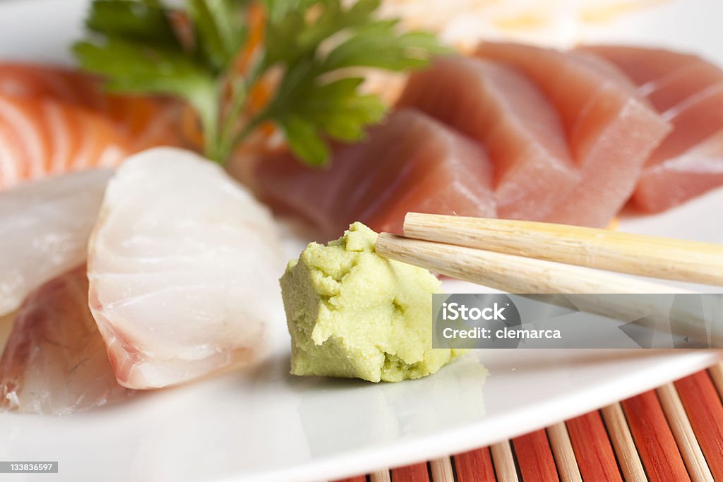 Sashimi conjunto de Wasabi - Foto de stock de Alga marinha royalty-free