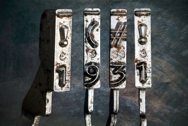 istock vintage old typewriter hammers with the date 1931  isolated 1338373082