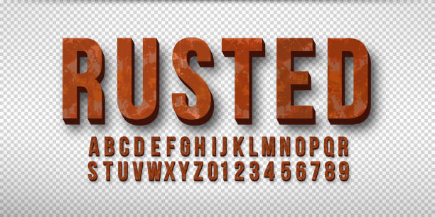 stockillustraties, clipart, cartoons en iconen met rust 3d font vector - roestkleurig