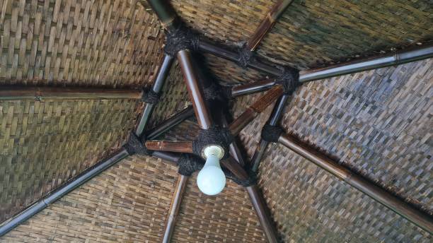 istock ceiling made of bamboo in a gazebo complete with led lights 1338376407
