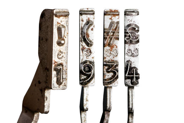 istock vintage old typewriter hammers with the date 1934  isolated 1338378034