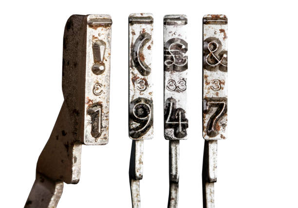 istock vintage old typewriter hammers with the date  1947 isolated 1338378857