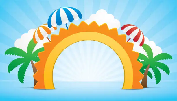 Vector illustration of summer sun shape archway display