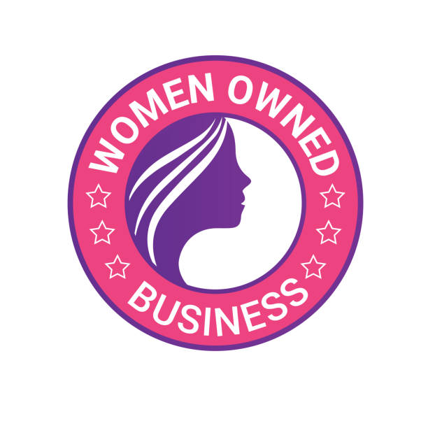 logo należące do kobiet. projektowanie logo wektorowego women owned. logo firmy należące do kobiet, odznaka własności kobiet, ikona firmy należącej do kobiet - tylko kobiety stock illustrations