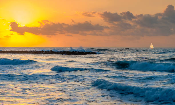 istock Sunset on central public beach in Tel-Aviv, Israel 1338394013