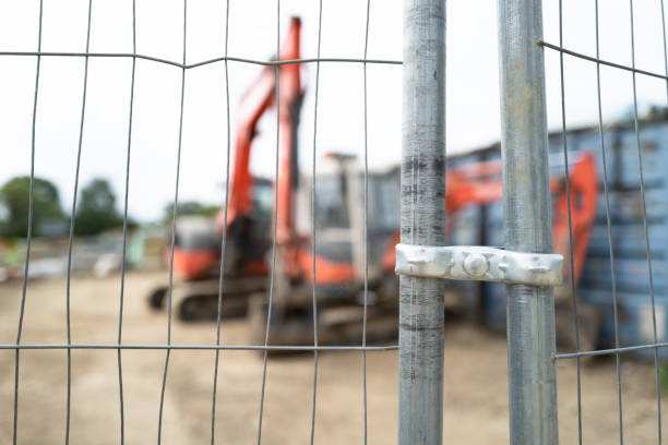 istock Heavy construction vehicles and equipment seen on a new housing development. 1338401541