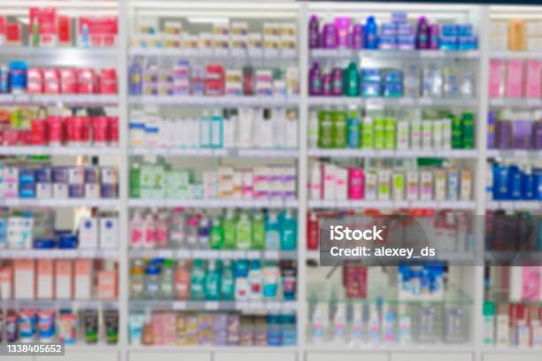 Сosmetic Healthcare Product Shelves Stock Photo - Download Image Now - Aisle, Pharmacy, Shelf