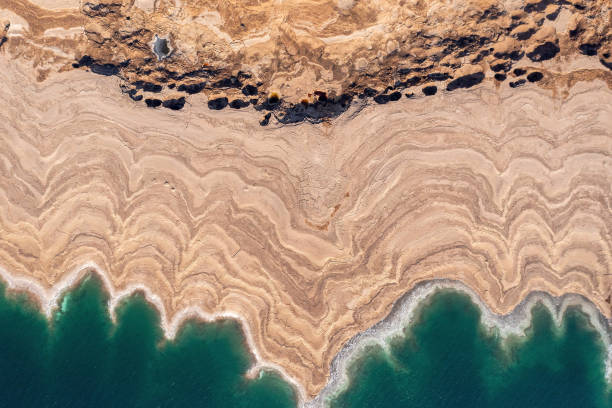 istock Sinkholes in The Dead Sea coastline, Aerial view. 1338411607