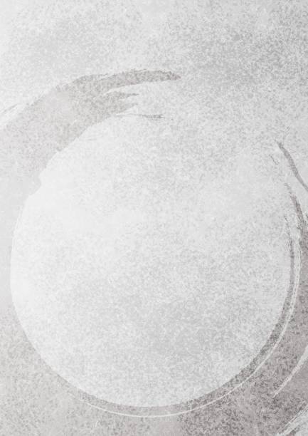 istock Background illustration of a silver circle on silver Japanese paper 1338415360