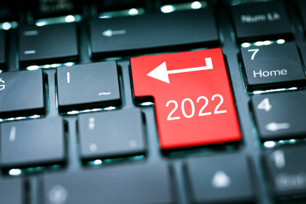 treten sie im 2022-jahr ein - enter key computer key computer keyboard red stock-fotos und bilder
