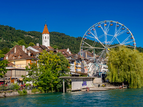 Ferris Wheel in the Old Town of Thun at the  Lake Thun, Bernese Oberland, Canton of Bern, Switzerland, Europe