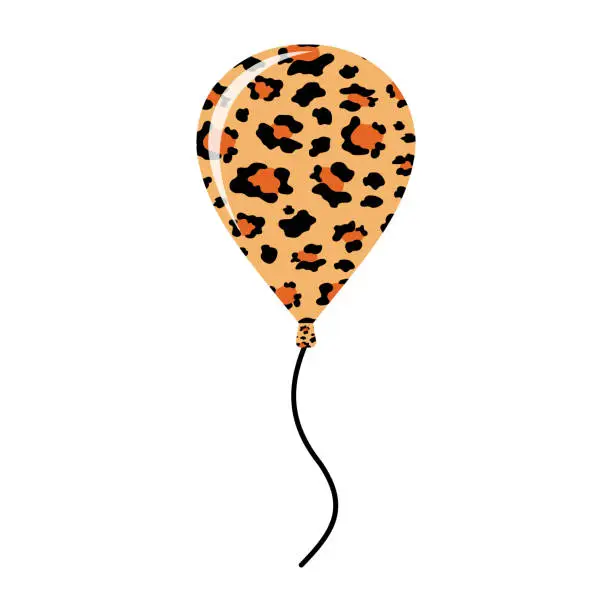 Vector illustration of Spotted balloon with rope isolated on white background. Vector.