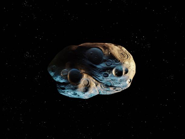 istock Dangerous asteroid in outer space. Surface of a rocky asteroid with craters. 1338425533