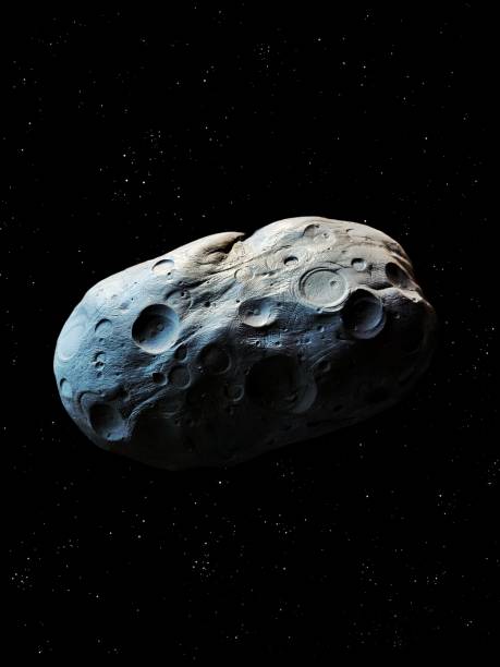 istock Dangerous asteroid in outer space. Surface of a rocky asteroid with craters. 1338425543