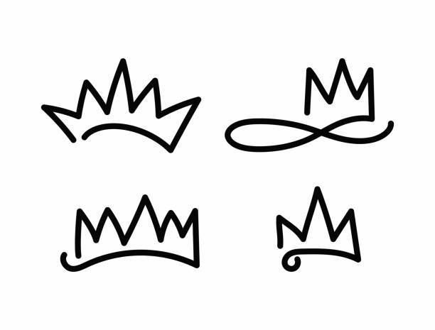 Set of crowns drawn by hand. Doodle, sketch. Simple vector illustration. vector art illustration