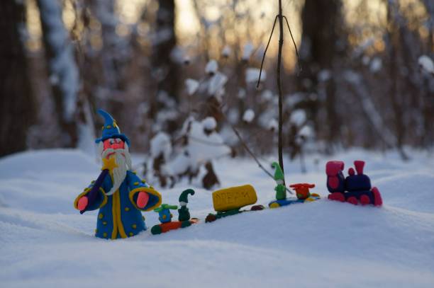 istock Figure of a wizard in the winter forest. 1338433984