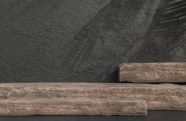 istock Timber podium for product presentation on stone wall background luxury style.,3d model and illustration. 1338440286