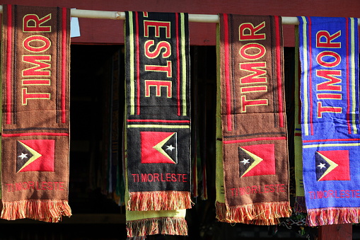 timor souveniers at the Market in the city of Dili in the east of East Timor in southeastasia.