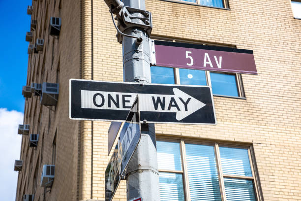 istock One way and Fifth Avenue sign 1338448043