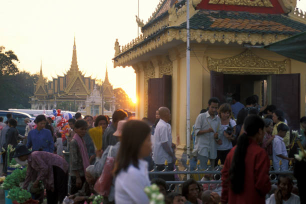 the Preah Ang Dorngkeu shrine at the Tonle Sap River in the city of Phnom Penh of Cambodia.  Cambodia, Phnom Penh, February, 2001,