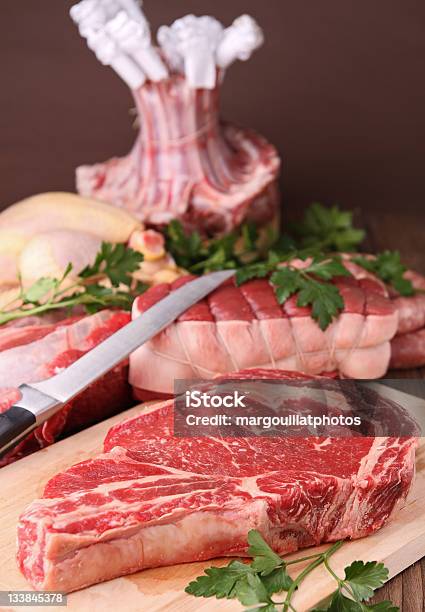 Assortiti Di Carne Crude - Fotografie stock e altre immagini di Agnello - Carne - Agnello - Carne, Alimentazione sana, Arrosto di manzo