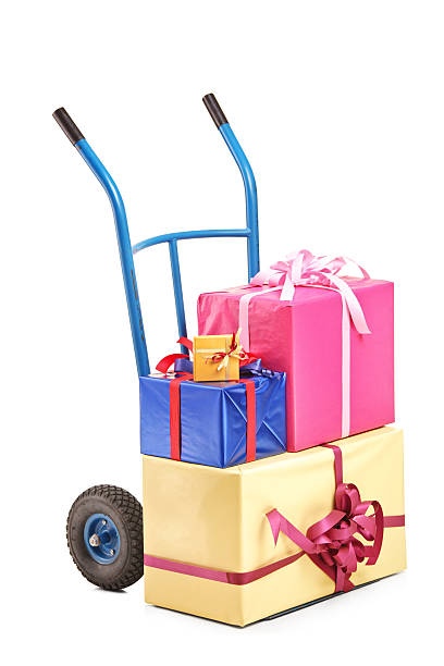 istock Hand truck with many gifts on it 133845444