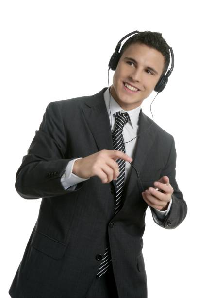istock Handsome businessman dancing hearing music 1338454676