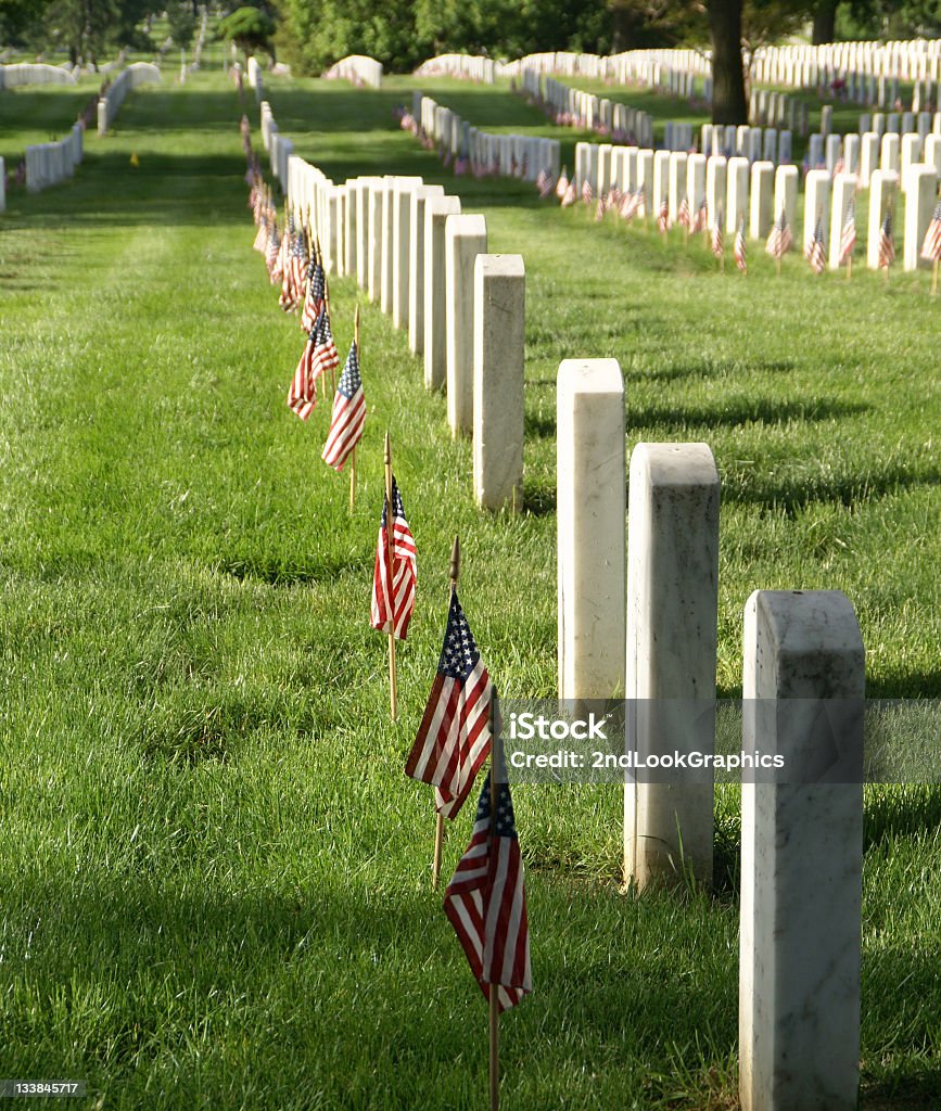 Graves i flagi w Arlington - Zbiór zdjęć royalty-free (Cmentarz)