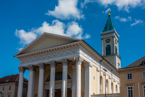 Frederiksberg, Denmark - June 13, 2023: Saint Thomas Church in Frederiksberg was opened in 1898. It was designed by the Danish architect Carl Lendorf.