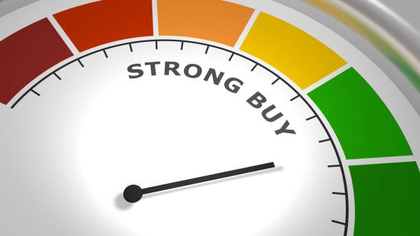 istock Stock rating and recommendation abstract measuring device panel 1338459818